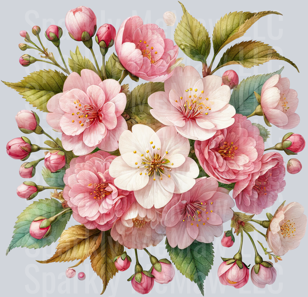19 Cherry Blossoms Clip Art UV DTF Decal