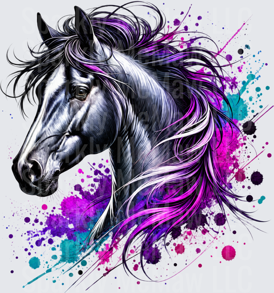 Wild Horse Purple Splash DTF Transfer for Fabrics