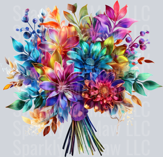 jewel tone floral clipart (80) UV DTF Decal