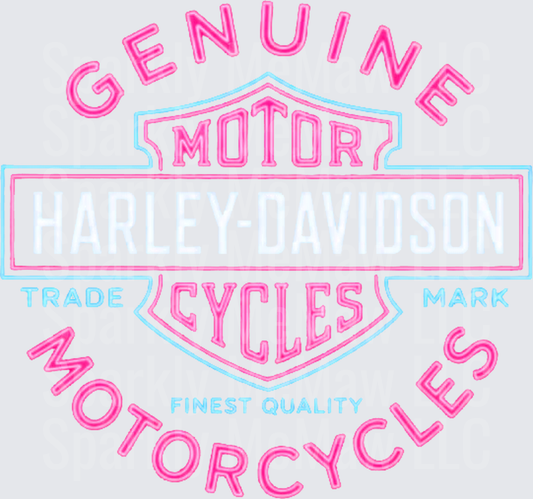 Harley-Davidson Pink Neon Logo is a DTF Transfer for Fabrics