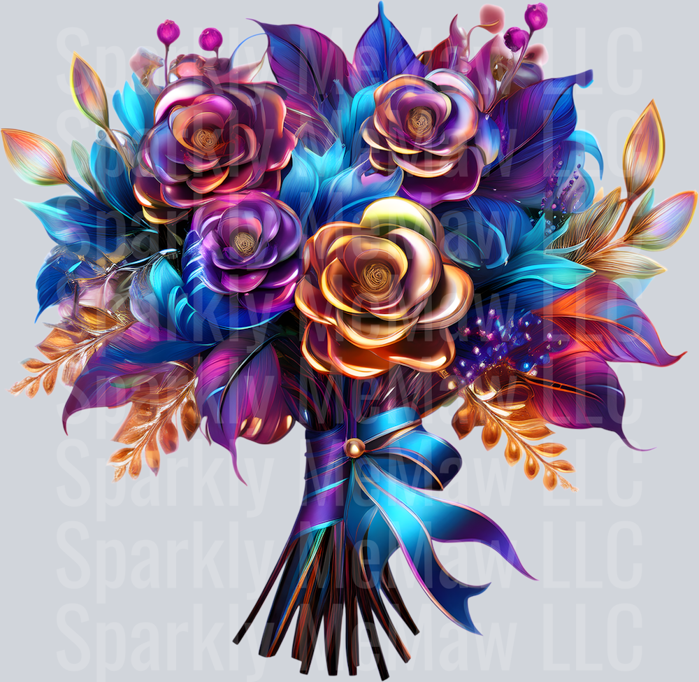 jewel tone floral clipart (124) UV DTF Decal