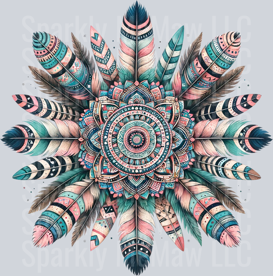 feathers mandala 8 Clip Art UV DTF Decal