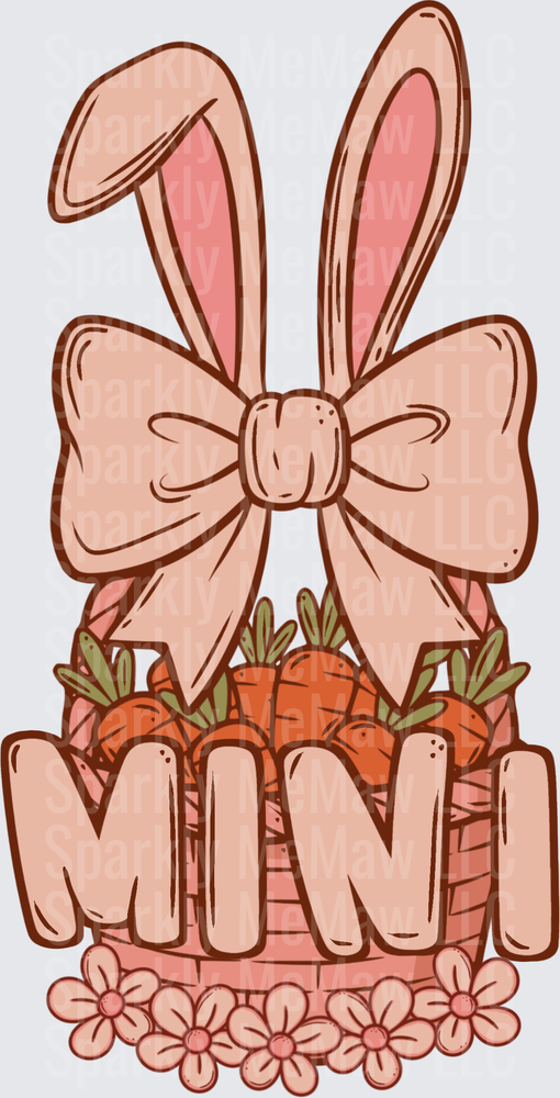 Easter Bunny Ears Bow with Carrots and Mama Text UV DTF Decal