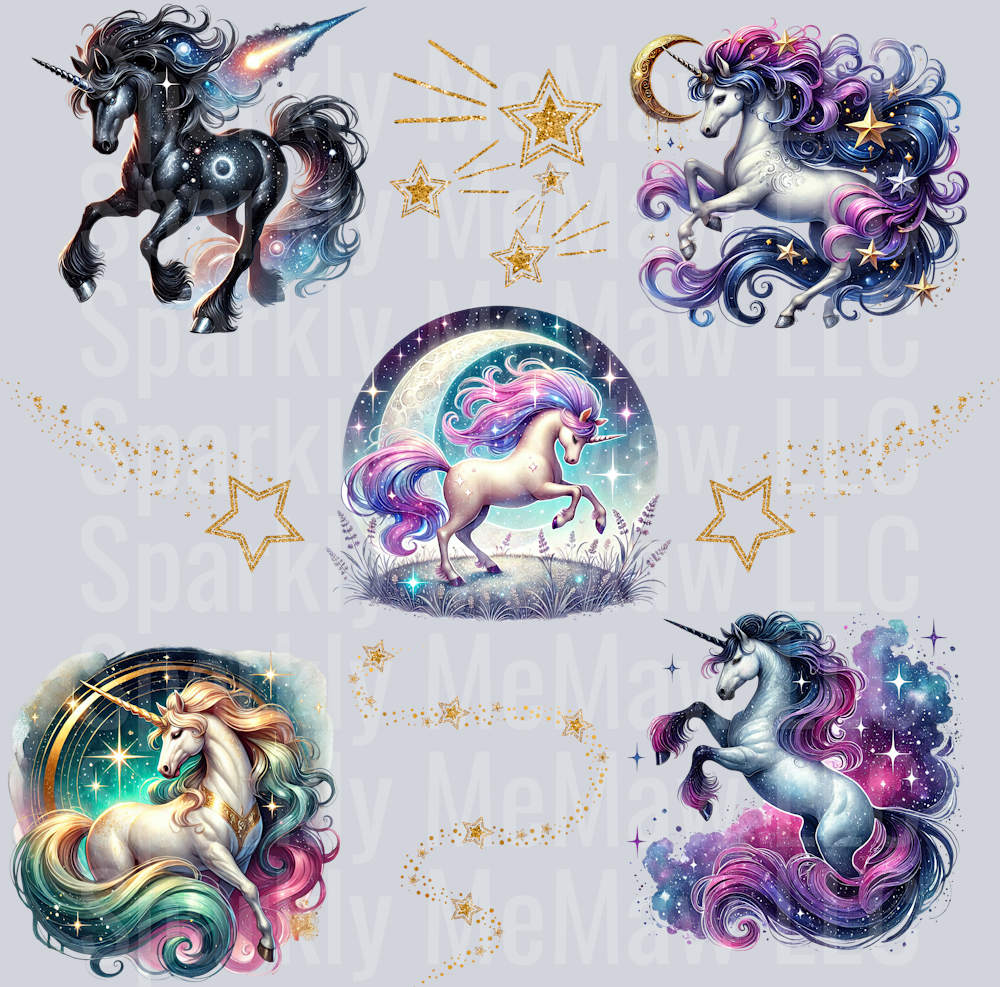 Starry Unicorn 10x10 UV DTF Sheet