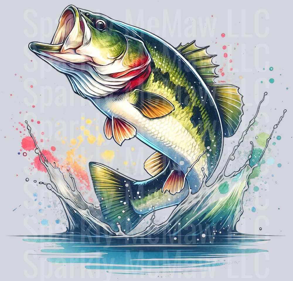 bass fish 9Clip Art UV DTF Decal
