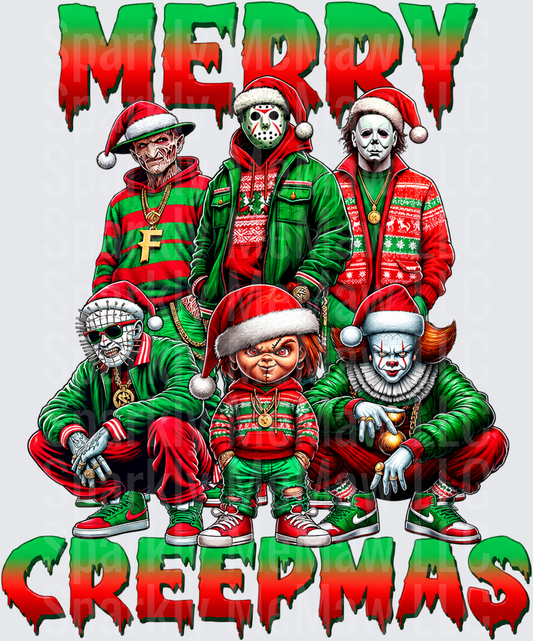 Merry Creepmas Horror Icons DTF Transfer for Fabrics