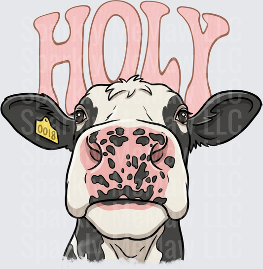 Holy Cow Face with Pink Text UV DTF Decal