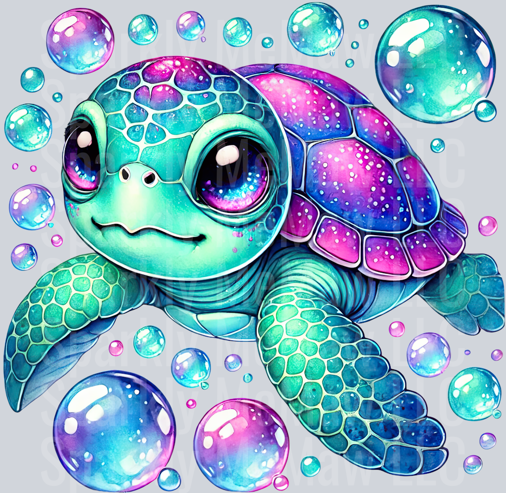 19 Colorful Turtle Clipart UV DTF Decal