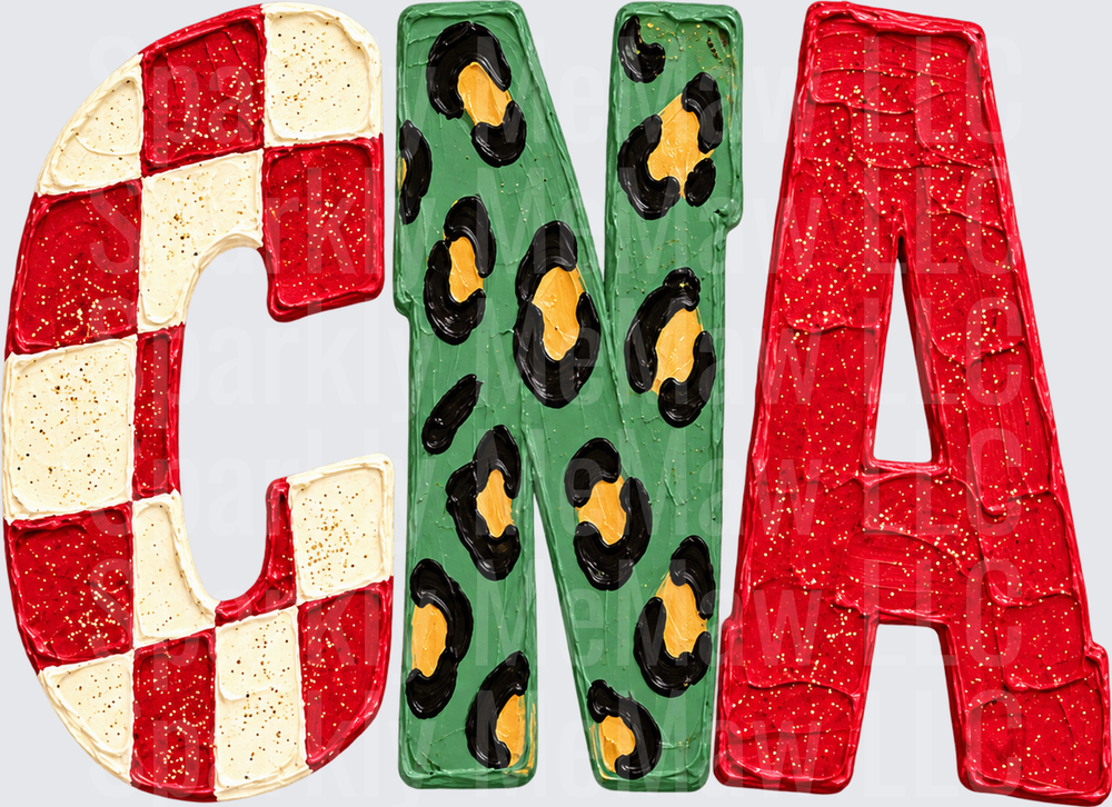 CNA Christmas Pattern Letters UV DTF Decal