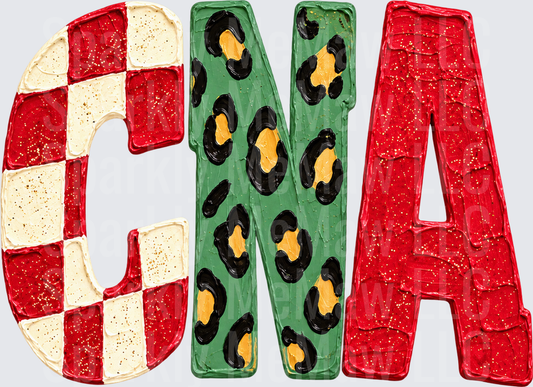 CNA Christmas Pattern Letters UV DTF Decal