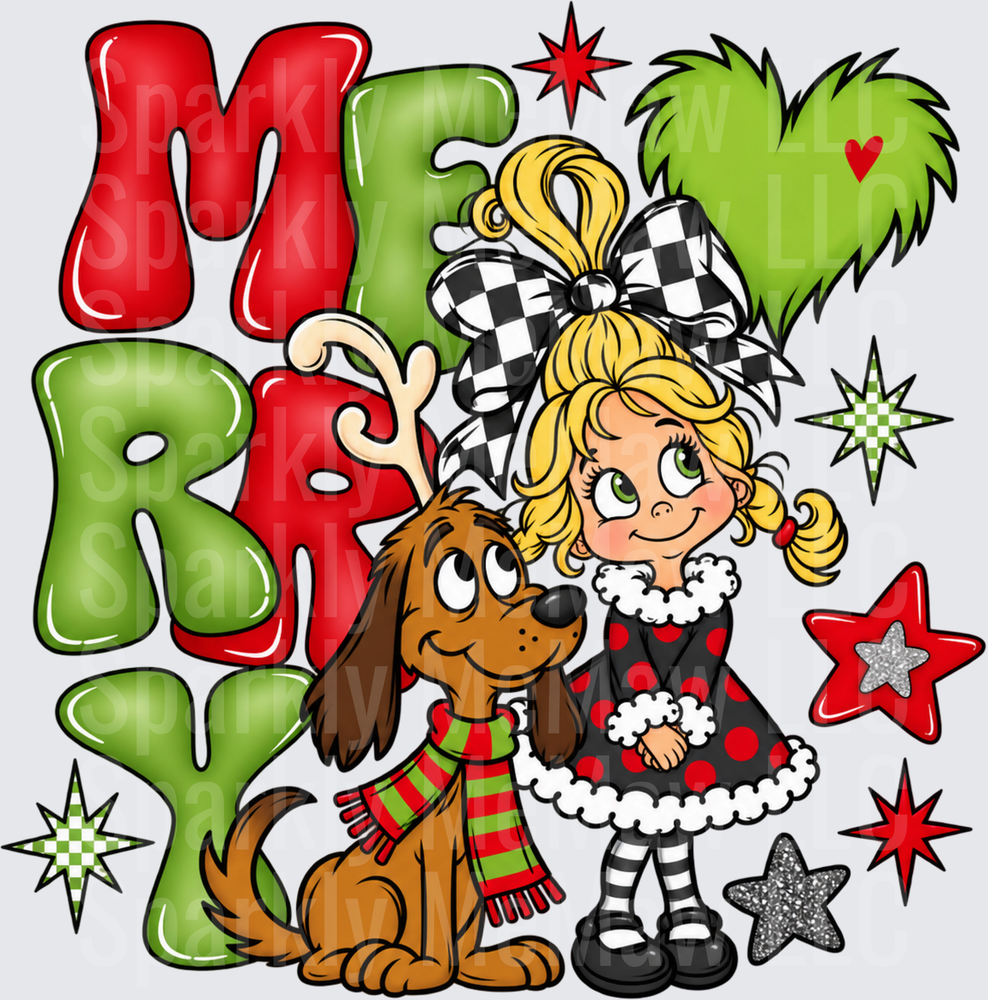 Merry Cindy Lou Who Christmas UV DTF Decal