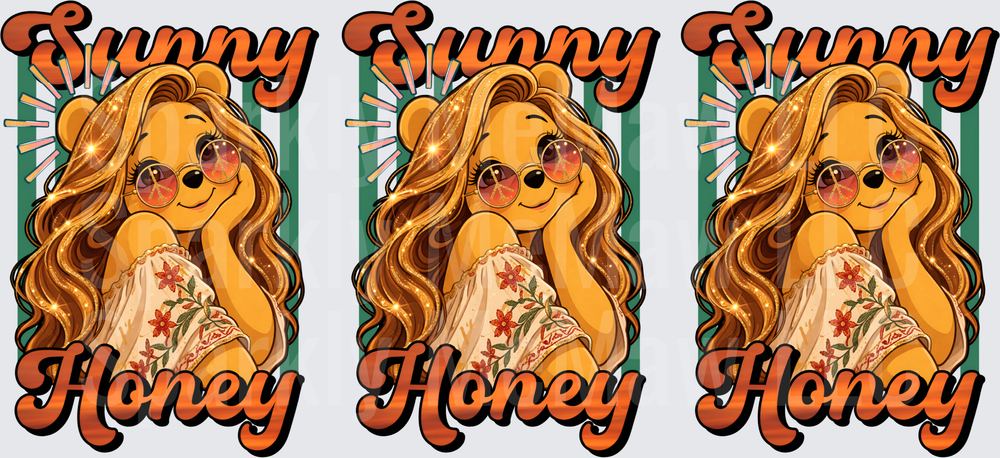 Sunny Honey Boho Bear UV DTF 16 OZ Wrap
