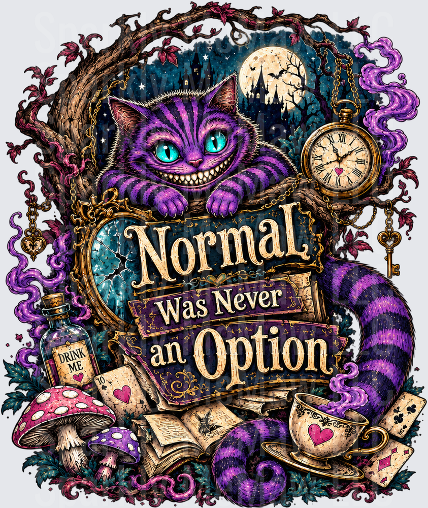 Cheshire Cat Normal Was Never Option UV DTF Decal