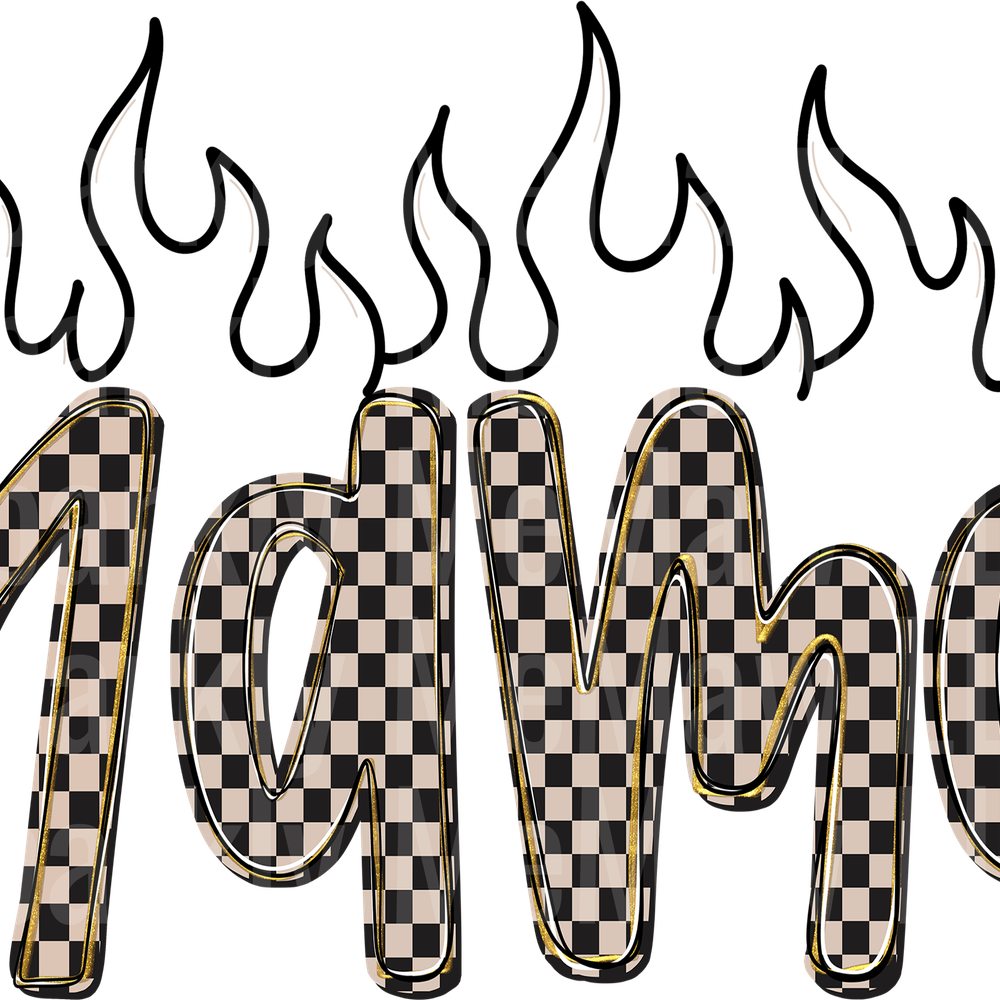 Mama_Checkered_Flame UV DTF Decal