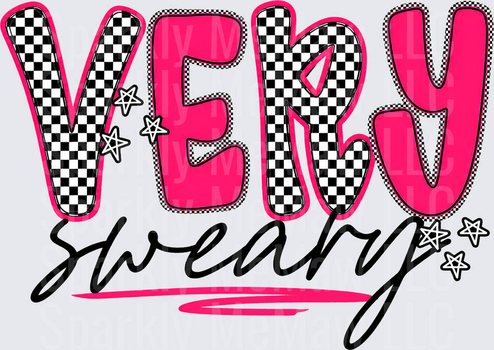 Very Sweary Hot Pink Checkered UV DTF Decal