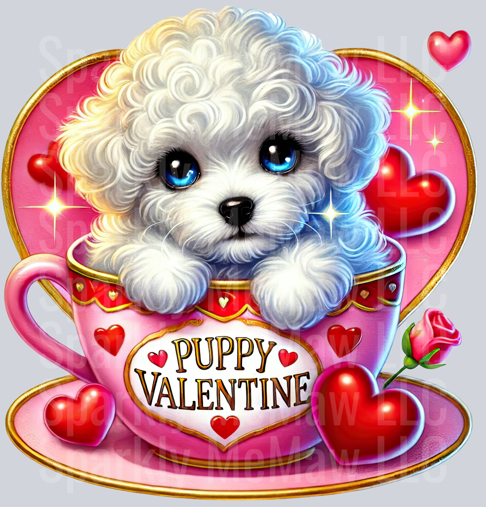 Valentines Cup Puppy  UV DTF Decal 36