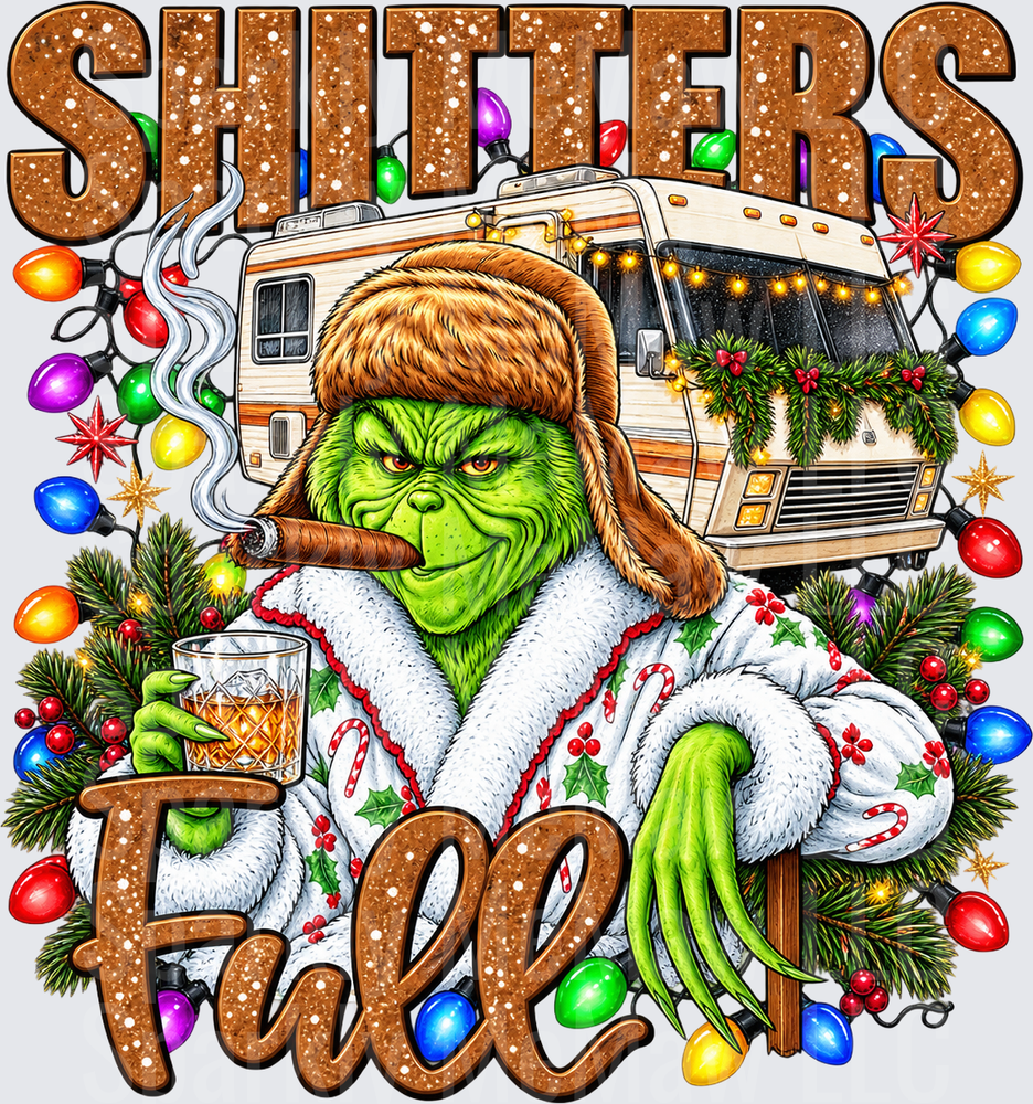 Grinch Shitters Full Christmas RV UV DTF Decal