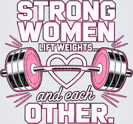 Strong Women Lift Weights Heart DTF Transfer for Fabrics
