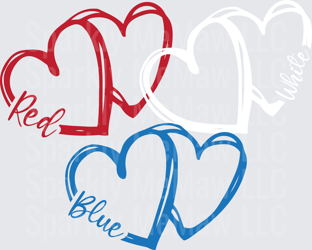Red and Blue Interlocking Hearts UV DTF Decal