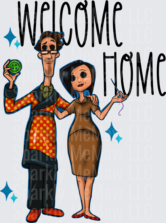 Coraline Other Mother and Other Father Button Eyes Welcome Home DTF Transfer for Fabrics