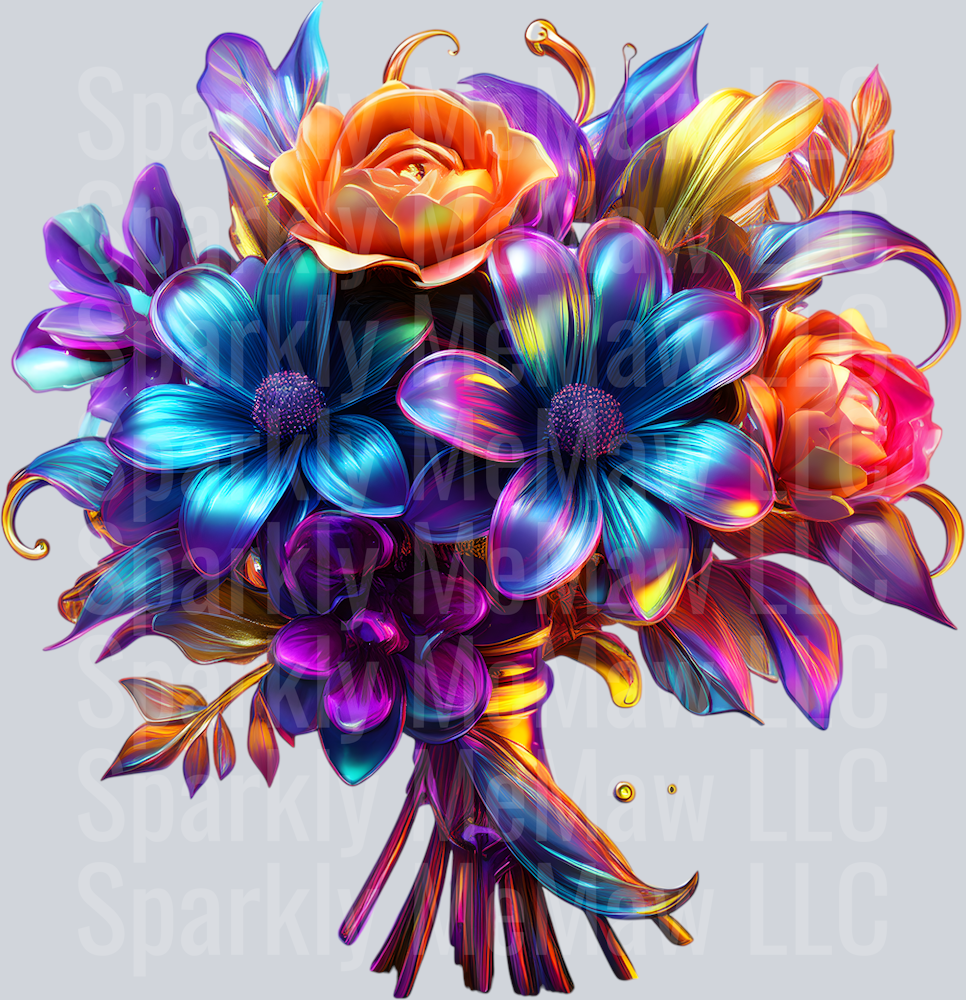 jewel tone floral clipart (137) UV DTF Decal