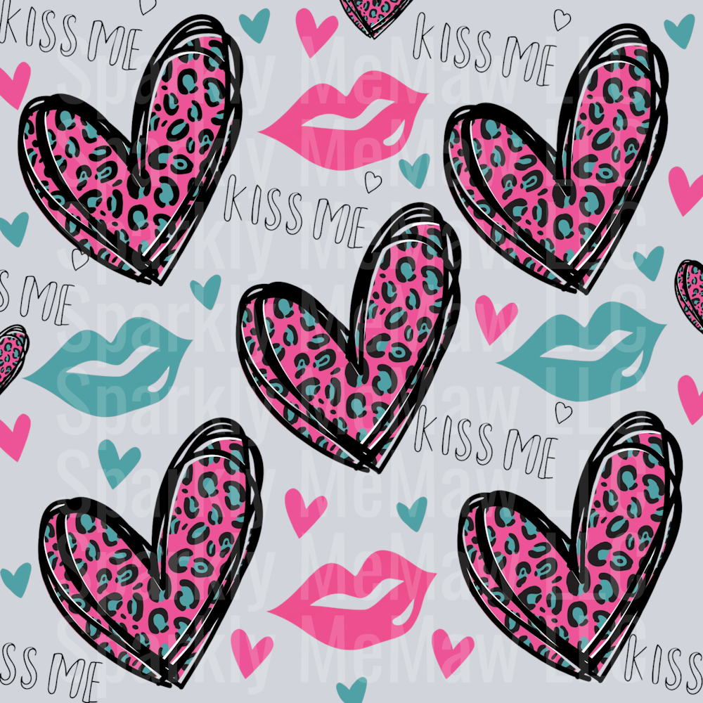 Pink Leopard Heart 10x10 UV DTF Sheet