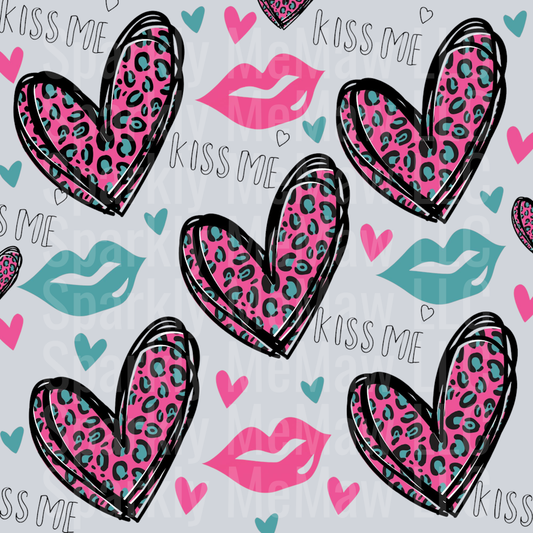 Pink Leopard Heart 10x10 UV DTF Sheet