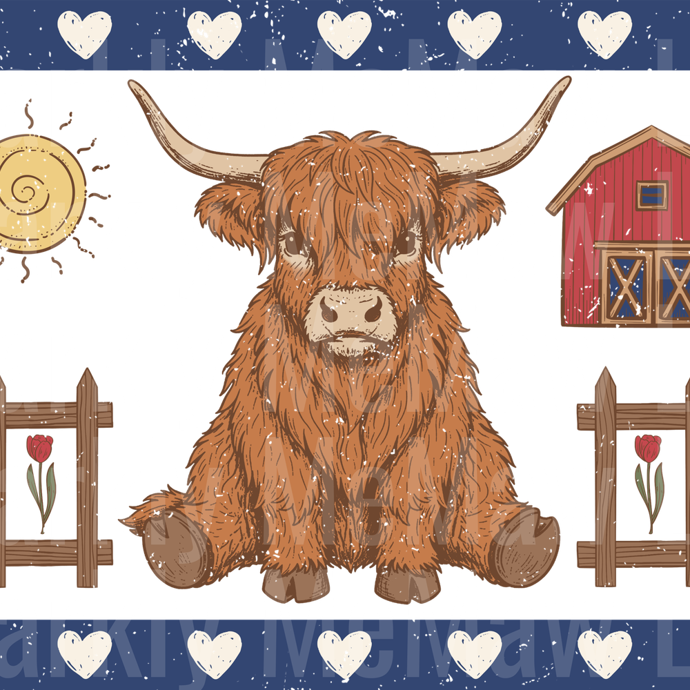 Farmhouse Highland Cow UV DTF DECAL