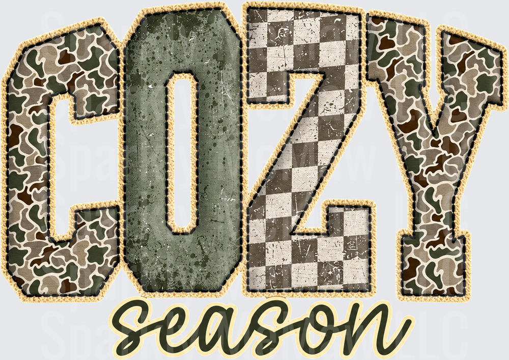 Cozy Season Camo Patch is a UV DTF Decal