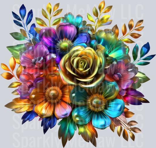 jewel tone floral clipart (68) UV DTF Decal