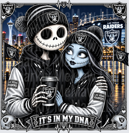 Jack and Sally Las Vegas Raiders It's In My DNA UV DTF Decal
