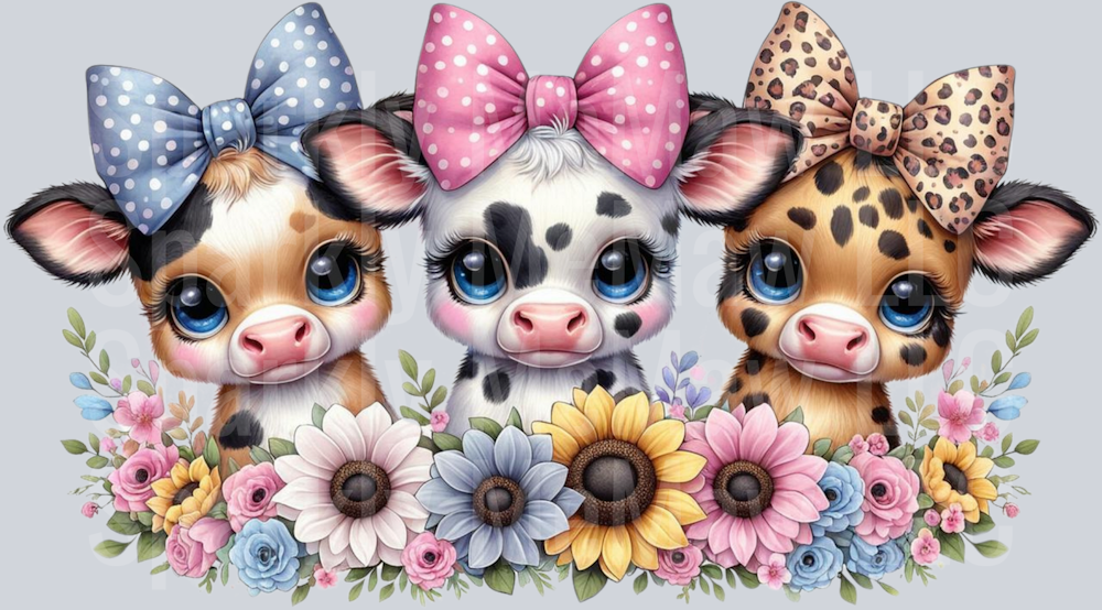 Floral Baby Cows UV DTF 16 oz Wrap