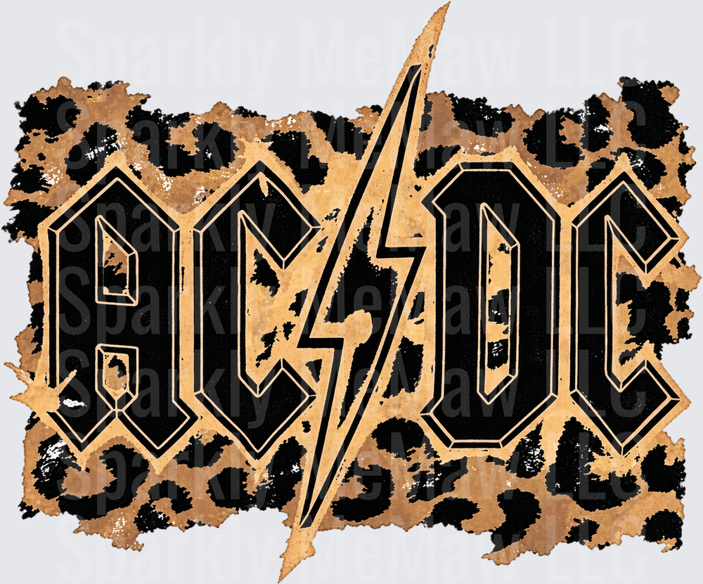 AC/DC Leopard Print Logo DTF Transfer for Fabrics