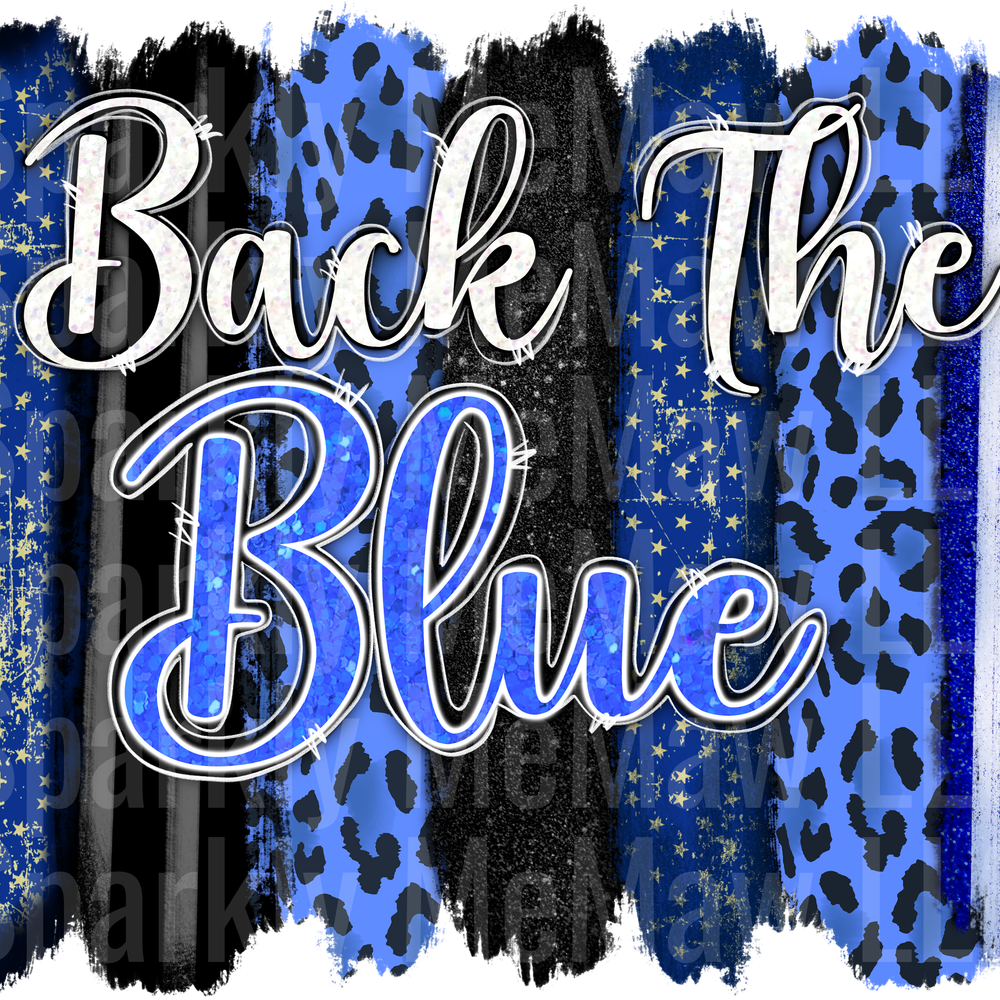Back the blue brushstrokes uv dtf decal