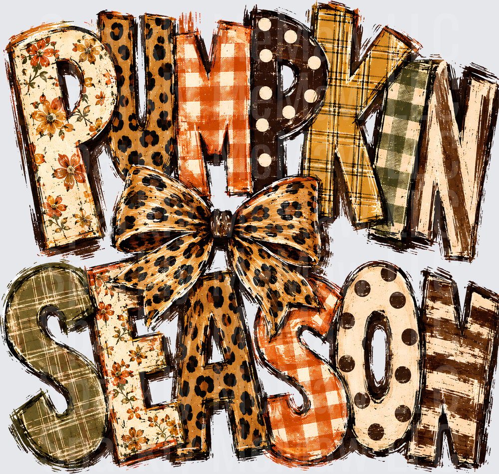 Pumpkin Season Leopard Bow DTF Transfer for fabrics