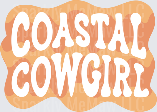 Coastal Cowgirl Orange Western Typography UV DTF Decal
