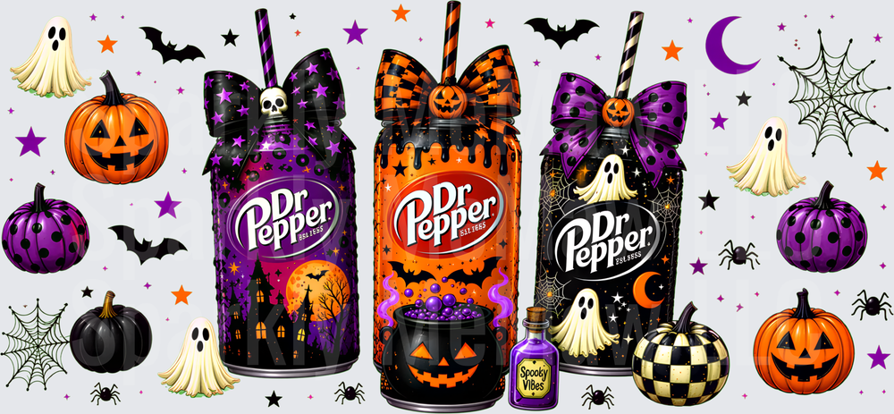 Halloween Dr Pepper Cans UV DTF Wrap