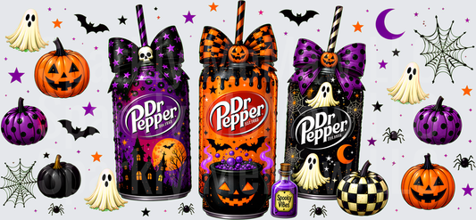 Halloween Dr Pepper Spooky Cans is a UV DTF 16 OZ Wrap