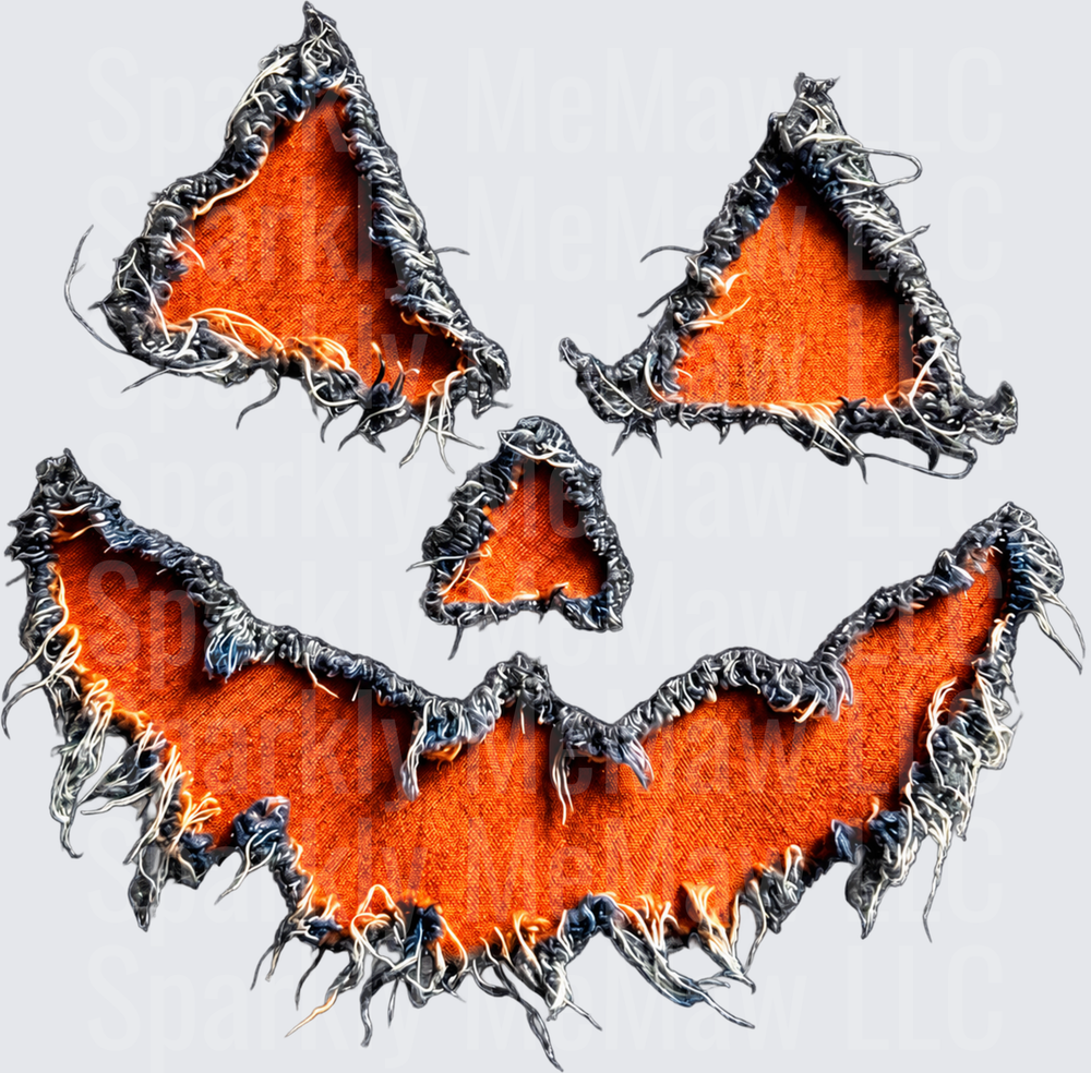 Ripped Jack-O-Lantern Face UV DTF Decal
