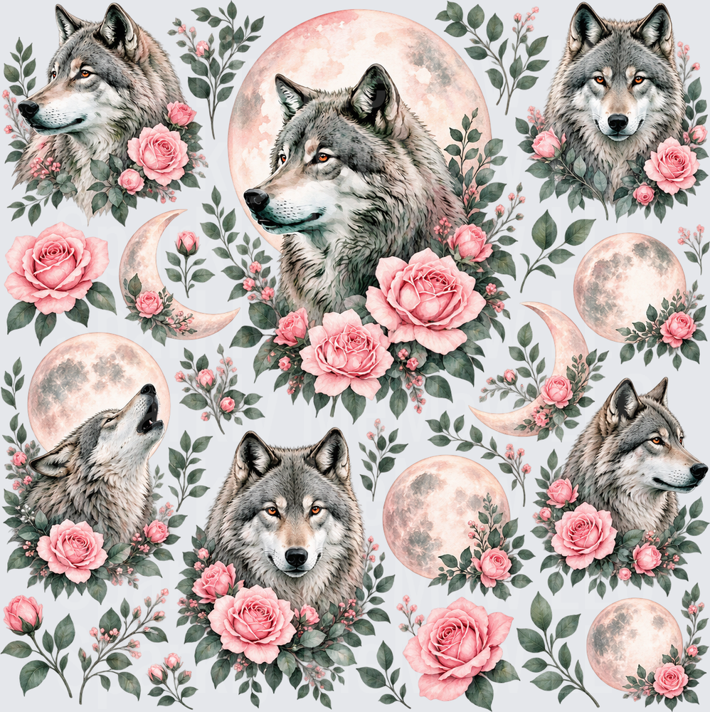 Floral Wolf Moon 10x10 Cut and Stick UV Sheet