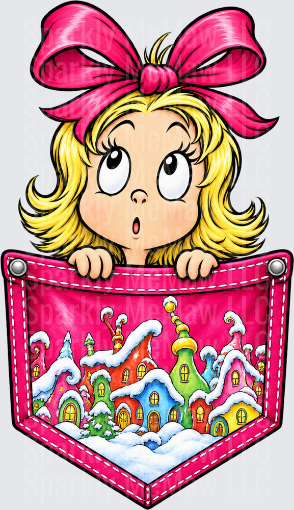 Cindy Lou Who Pocket This is a UV DTF Decal