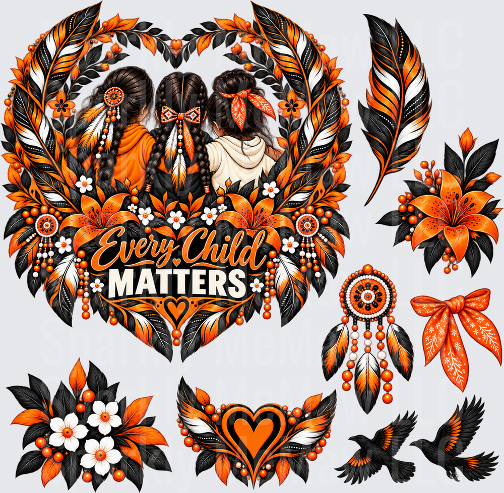 Every Child Matters Orange Shirt Day 10x10 UV DTF Cut and Stick Element Sheet