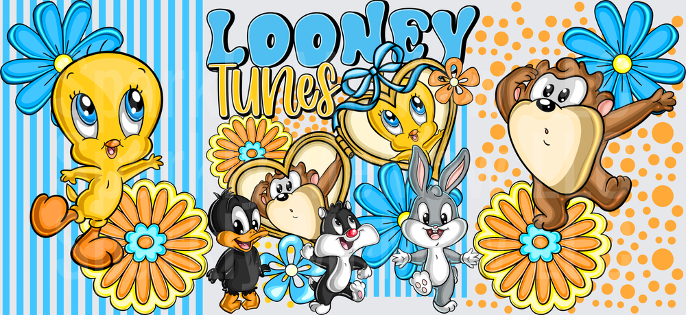 Baby Looney Tunes Floral UV DTF 16 OZ Wrap