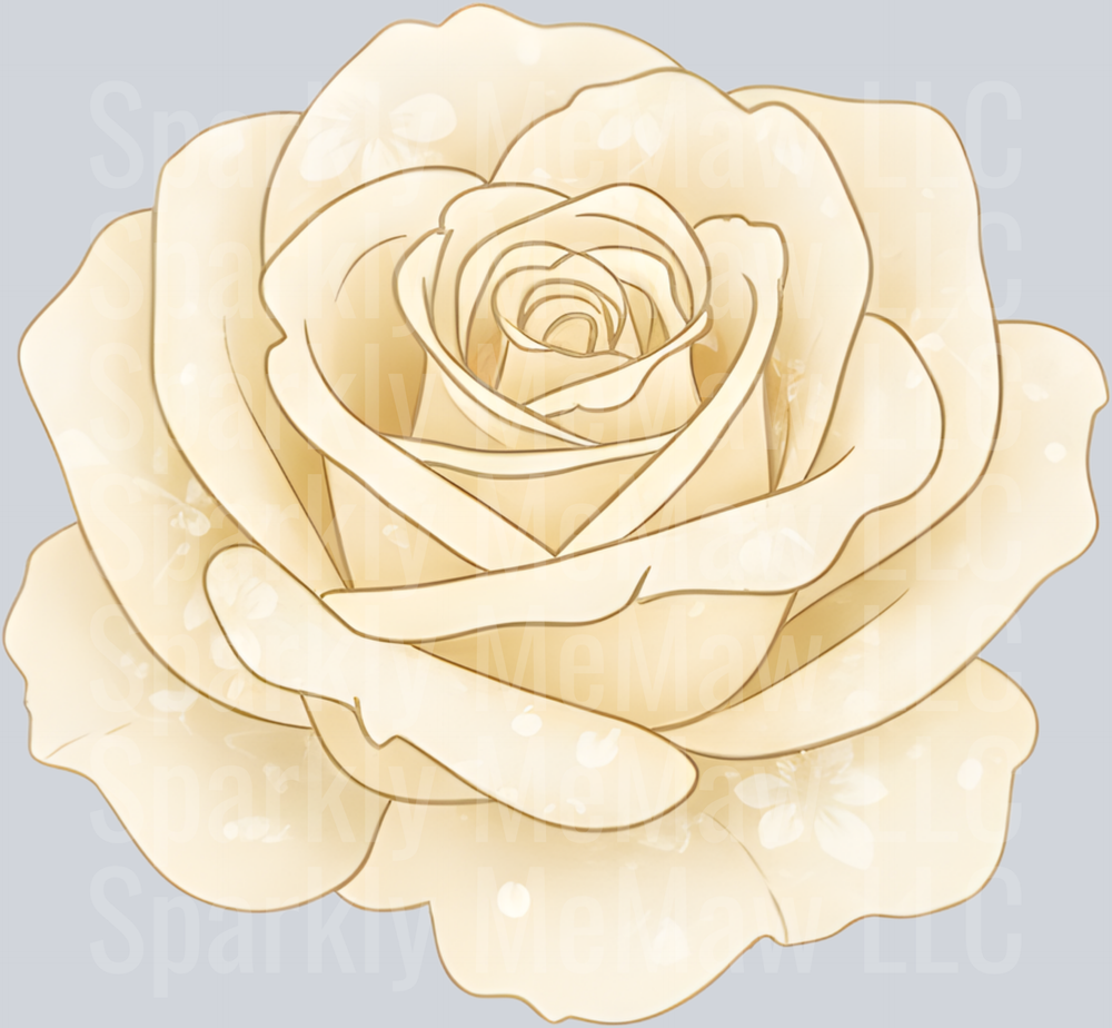 Elegant Cream Rose Bloom with Golden Accents UV DTF Decal