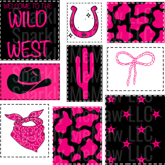 Welcome to the Wild West Patchwork UV DTF Decal Set 10x10