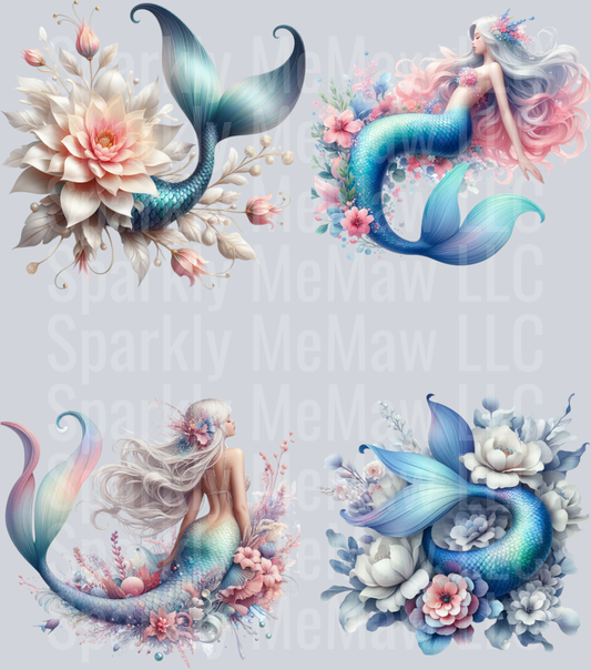Pastel Mermaid.UV DTF Element Sheet