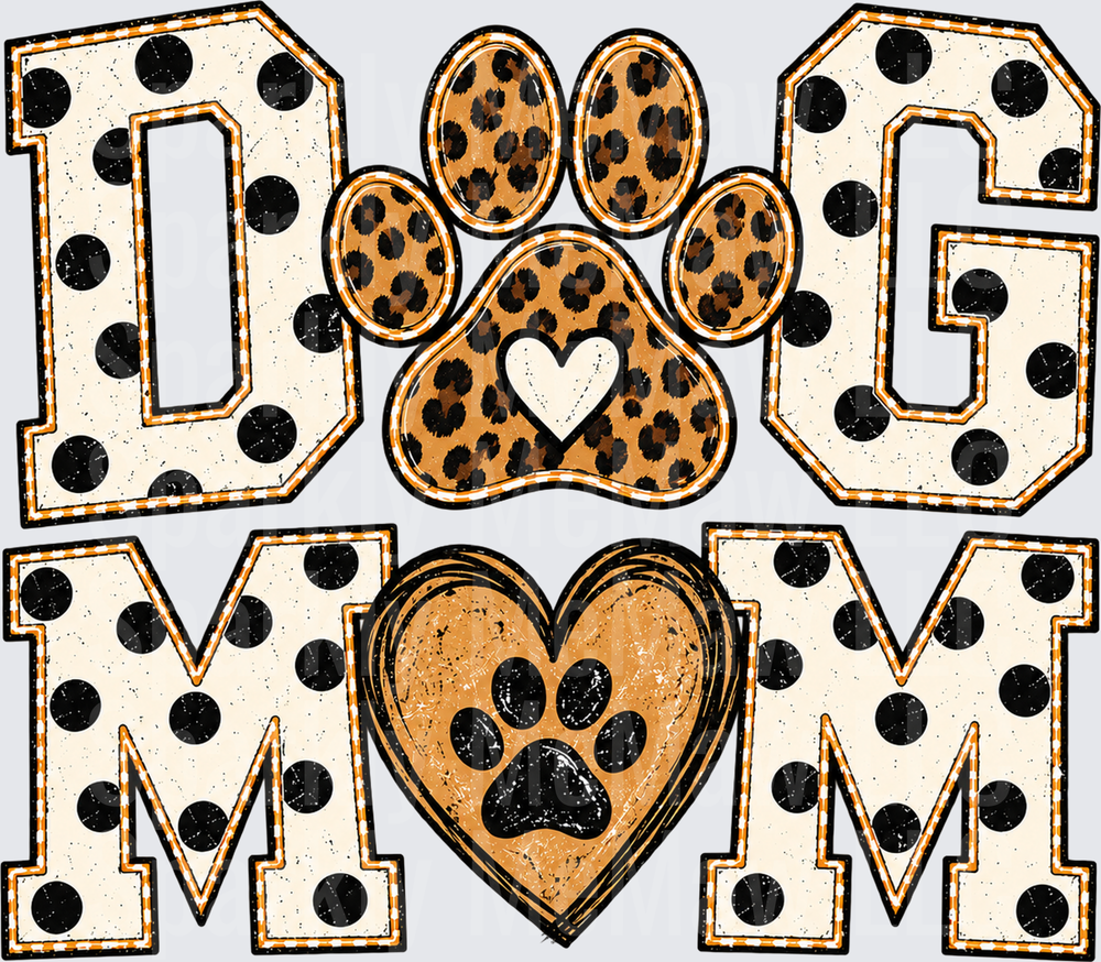 Dog Mom Leopard Paw Print DTF Transfer for Fabrics