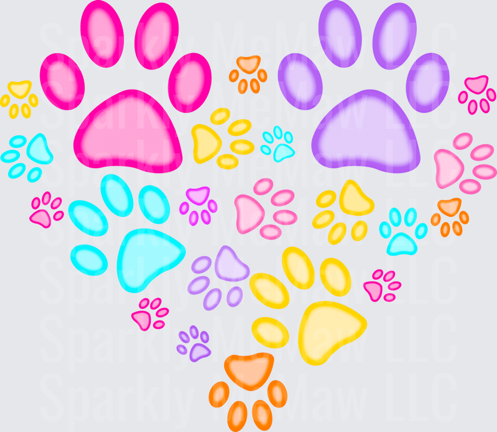 Colorful Rainbow Paw Prints Pattern UV DTF Decal