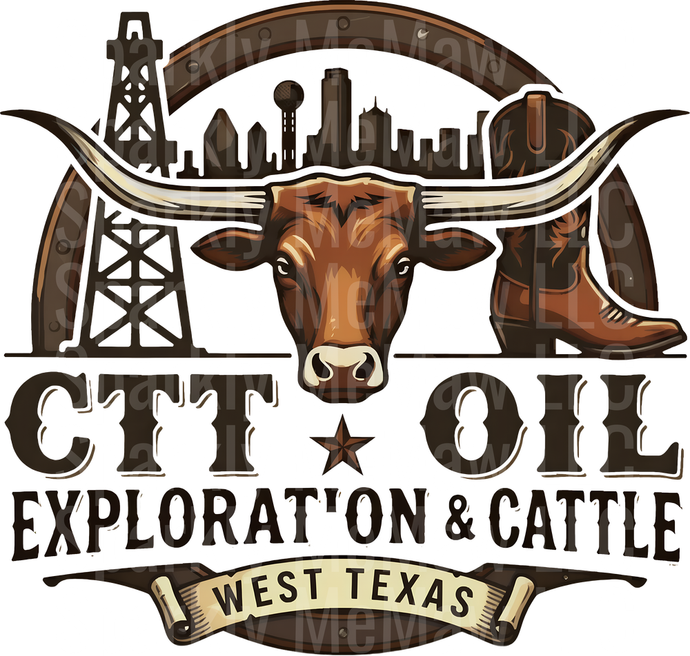 West Texas Oil Exploration and Cattle Longhorn Design UF DTF Decal