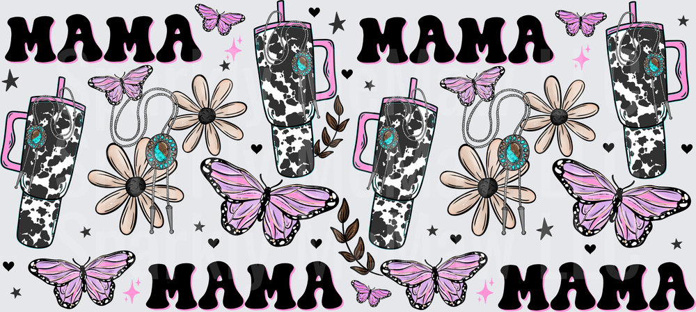 Mama Cow Print Tumbler UV DTF 16 oz Wrap